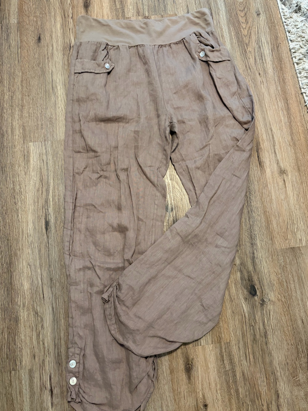 Tempo Paris Women’s Casual Linen-Blend Chinos in Taupe Brown